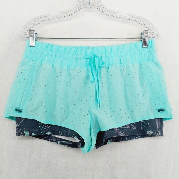 Zella Pants - Zella Blue Summer Ladies Double Short Athleisure Casual Running Shorts P783